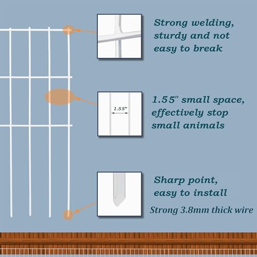 White Animal Barrier Fence 16.5 in (16.5 in(H)x 10.4 ft(L) / White)