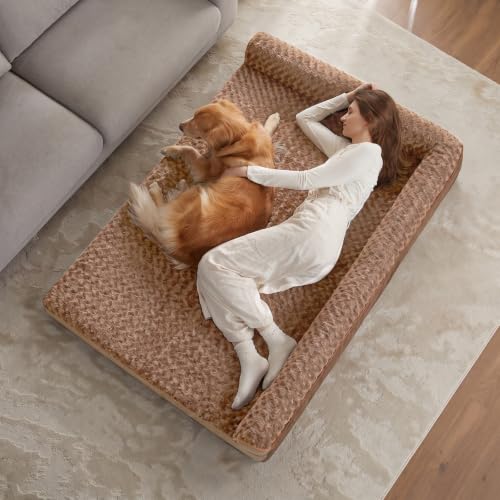 Orthopedic Washable Dog Bed (Beige Coffee / 61.0"l x 43.0"w x 7.5"th)