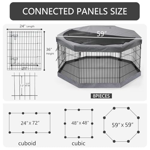 Foldable Metal Dog Exercise Pen (Gray / 36''H)