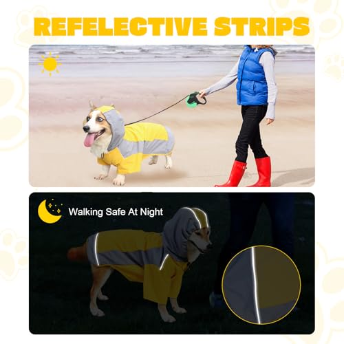 Dog Raincoat Water Resistant (Yellow / Large)