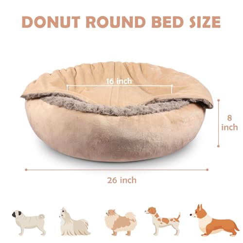 Dog Beds for Small Medium Dogs (M(26" x 26" x 8") / Beige)