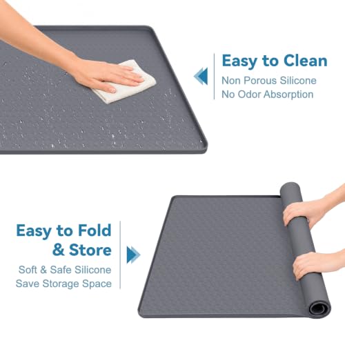 Silicone Dog Pee Pad Holder 51" x 25.6" Potty Training Tray (51“x25.6"-Diamond / Dark Gray)