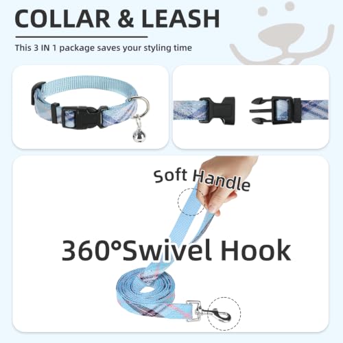 Dog Harness Collar and Leash Set No Pull for Small Medium Sized (Blue / XXS (CHEST 11.5"-13"))