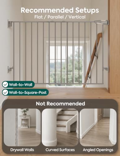 34" H Extra Tall No Bottom Bar Baby Gate (Grey - B17 / 34" H, 26-43" W-Standard)