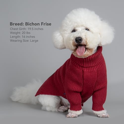 Dog Sweater Long Sleeve Warm Sweaters for Giant Breed Dogs Boy Girl (Burgundy / XXXX-Large)