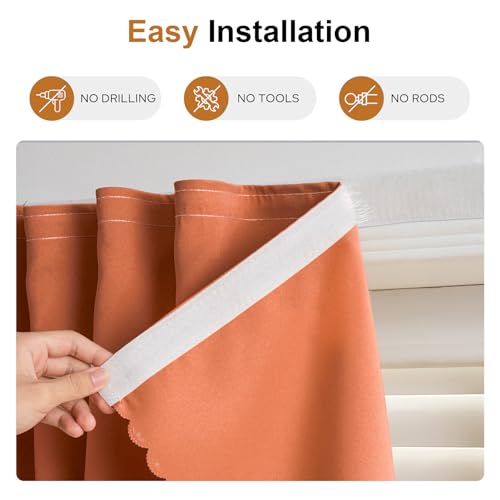 Self Sdhesive Curtains for Windows (59"W x 59"L (Pack of 1) / Orange)