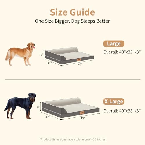Large Dog Bed with Cooling Gel Memory Foam (Large)