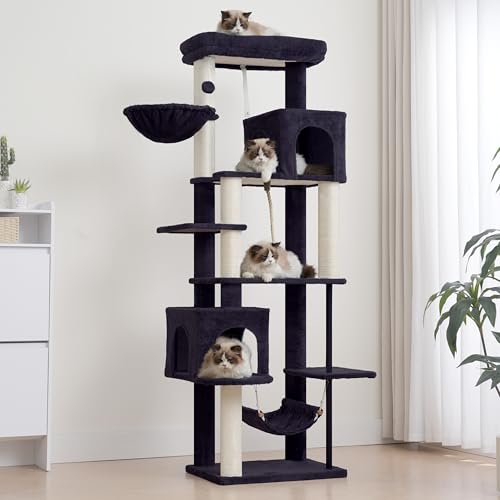 Cat Tree Cat Tower with Sturdy Steel Tube (70.5 inches / Smoky gray)