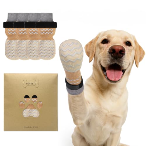 Dog Socks Shoes for Hot Pavement to Prevent Licking Paws (Beige / Small (Paw Width: 2.1"))