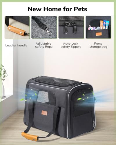 Cat Carrier Soft for Large Medium Cats and Puppy up to 20lbs (Dark Gray / 17.3"L x 12.2"W x 13.4"H)