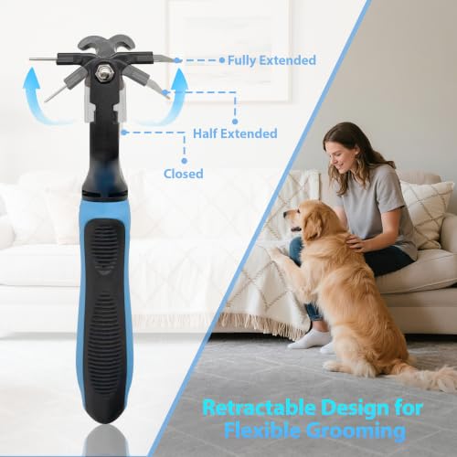 3-in-1 Grooming Brush: Skin-Safe Dematting Rake for Dogs & Cats