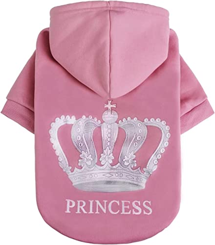 Princess Dog Hoodie (XS (Back: 10",Chest: 15", Neck: 12") / Pink(Prinecss))