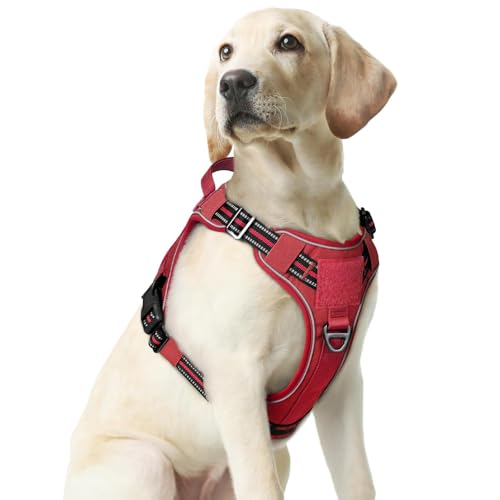 Tactical Dog Harness Medium Sized (M(chest:20.1"-33.9",neck:17.7"-22.3",back:7.5") / Red)