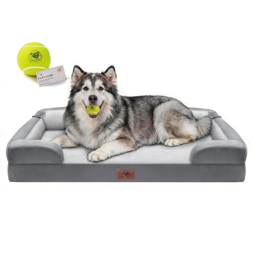 Waterproof Orthopedic Dog Bed for Extra Large Sized Dogs (48 x 30 x 9 in / Grey)