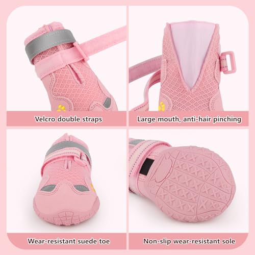 Dog Shoes for Large Medium Small Dog (Pink / Size 7: 2.76''x3.27''(W*L))