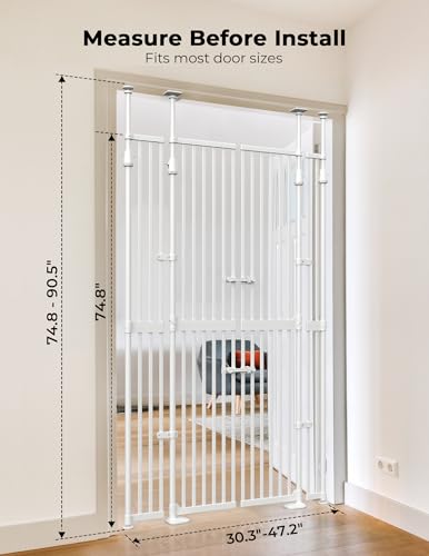 Extra Tall Cat Gate for Doorway (74.8"-90.5" H x 30.3"-47.2" W)