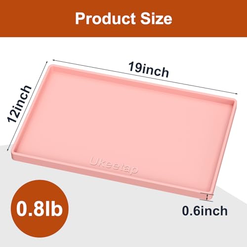 19" x 12" Extra Thick Silicone Mat Waterproof with Raised Edge (Pink / 19"L x 12"W)