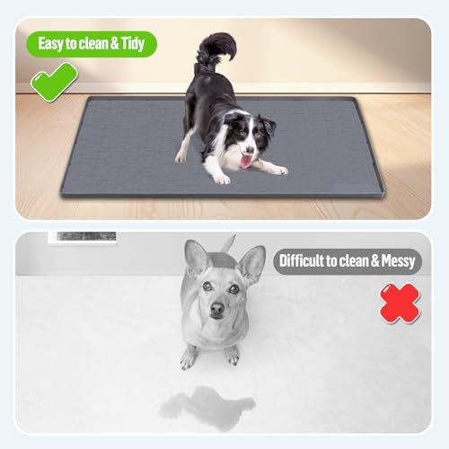 Pee Pad Holder for Dogs 34''x22'' Silicone Puppy Pee Pad Tray (Dark Grey)