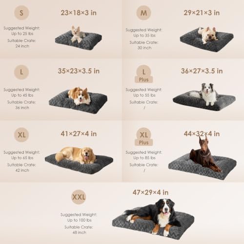 Washable XL Dog Beds Large Sized Dog (Charcoal / 44" x 32" x 4")