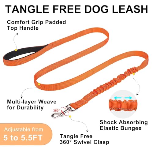 Dog Harness Medium Sized and Leash Set (Orange / M: Chest 21"-26.7")