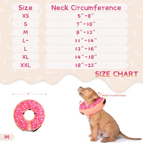 Inflatable Dog Cone Collar for Large Medium Small Dogs (Donut Pink / M(Neck 9"-12.5"))