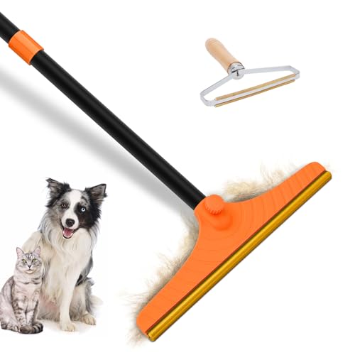 Carpet Rake for Pet Hair Removal Tool (60‘’ / Orange)