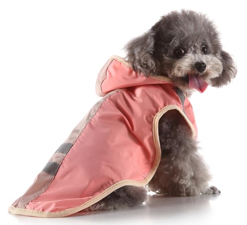 Dog Raincoat Hooded Reflective Waterproof Slicker Poncho (Pink / 4XL(44-55 pound))