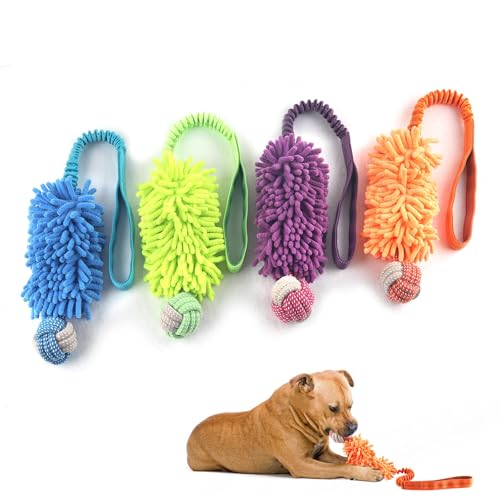 Dog Puppy Toys Dog Squeak Toys Plush Dog Toy with Dog Ropes Knots for Fun and Teeth Cleaning (Orange / Dog Bite Ball Toy)