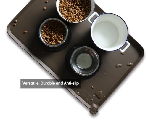 Large Silicone Pet Food Mats Tray (24" x 16" / Coffee)