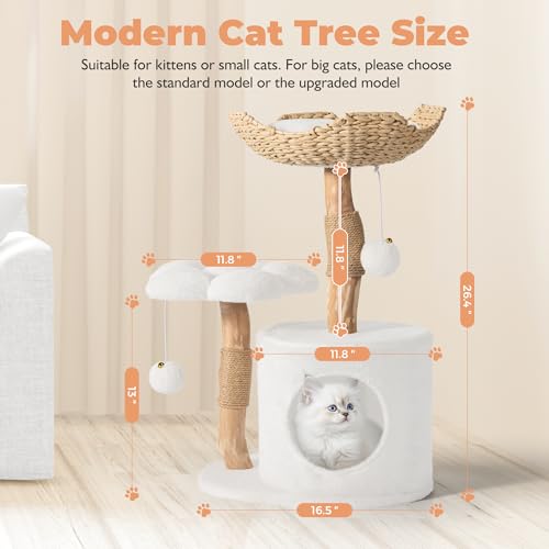 Modern Cat Tree (White / 26.3'')