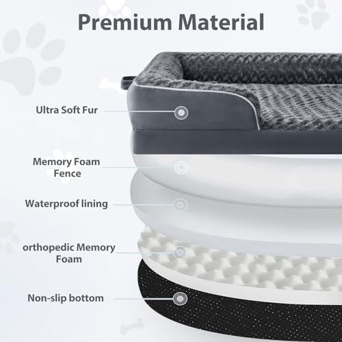 Orthopedic Washable Human Dog Bed for Adult & Dog Cozy Sleep (71.0"l X 46.0"w X 7.0"th / Dark Grey)