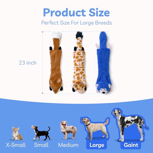 Dog Squeaky Toys No Stuffing 3 Pack (Large / Fur Plush-3 Pack)