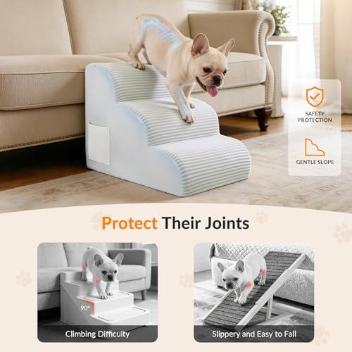 Dog Stairs for Couch and Chair (Beige / 3-Steps)