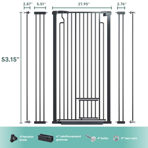 53in Extra Tall Cat Gate for Doorway (Black / 53" Tall, 29.5-40.6" Wide)