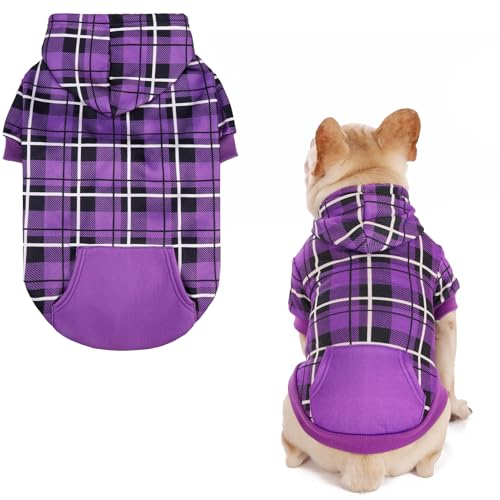 Plaid Dog Hoodie (Small / Purple)