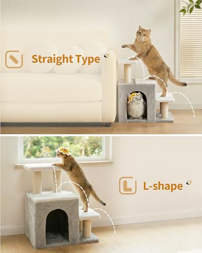 3-in-1 Cat Stairs for High Bed Couch, Multifunctional (M-Beige)
