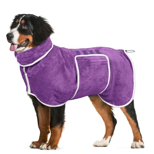 Dog Bathrobe Towel Dog Drying Coat (Violet / Large)