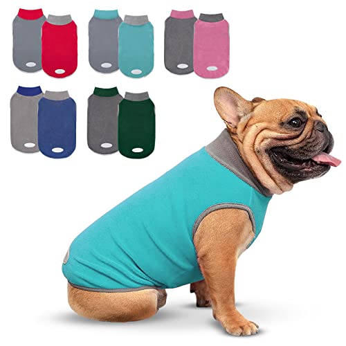 2 Pack Fleece Dog Sweater Pullover Lightweight Reflective Jacket (Medium / 1# Teal & Grey)