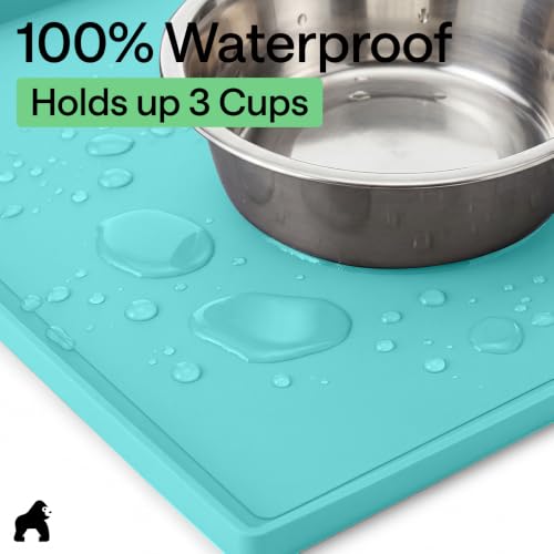 Waterproof Dog Food Mat (Turquoise / 12" x 8")