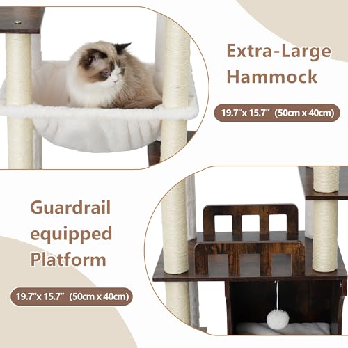 Modern Cat Tree Tower (70.9 inches / Rustic Brown)