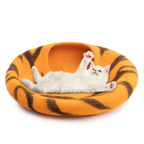 Luxurious Merino Wool Cat Cave (Tiger)