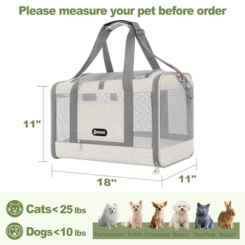 Cat Carrier American Airline Approved 18x11x11 (Beige / 18.0"L x 11.0"W x 11.0"H)