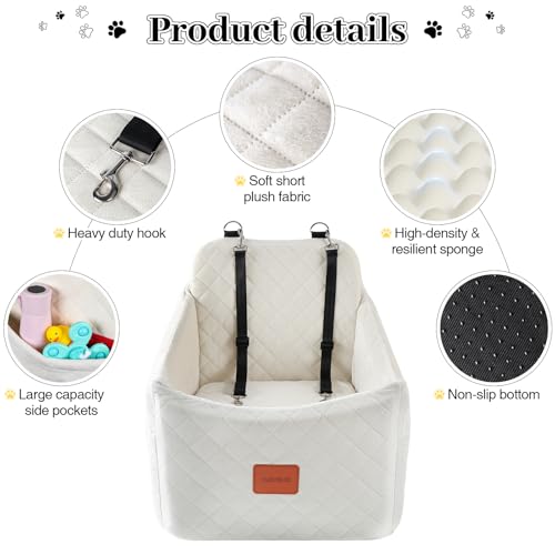 Dog Car Seat for Dogs up to 35lbs (Beige / Medium)