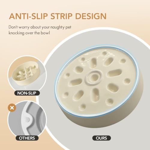 Ceramic Slow Feeder Dog Bowls (Light Yellow)
