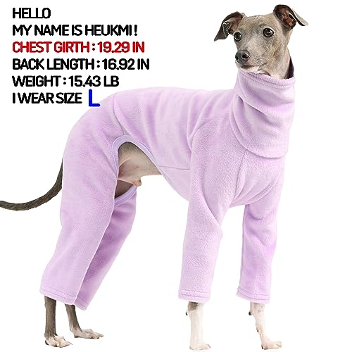 D Doggy Star Italian Greyhound Clothes Sweater Fleece Basic Onesie Whippet for Dog Turtleneck Outfits Coat (XL / Flc Purple)