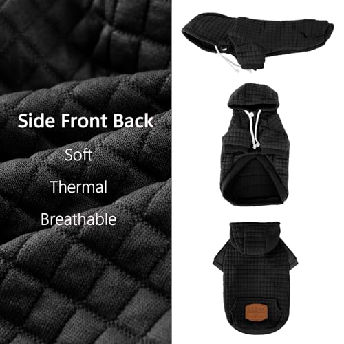 2 Pack Dog Hoodie Sweaters for Small Medium Dogs Warm Dog Clothes for Large Dogs Soft Waffle (Black+Grey / M/L (Back: 17",Chest: 24.5", 35-44lbs))
