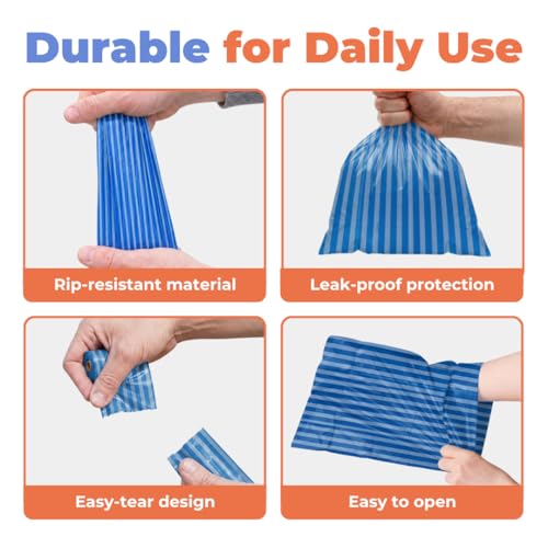 Poop Bags for Dogs (Blue Strips / 240 Bags)
