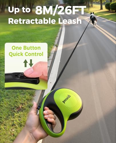Retractable Dog Leash with Flashlight (Large-26ft)