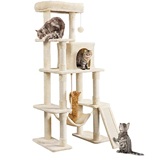 54in Cat Tree Tower for Large Cats (Beige / 54in)