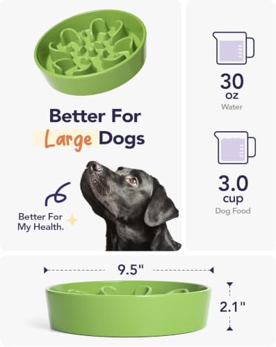 Slow Feeder Dog Bowls Ceramic (Pink+Green(2 Pieces) / L-3 Cups)